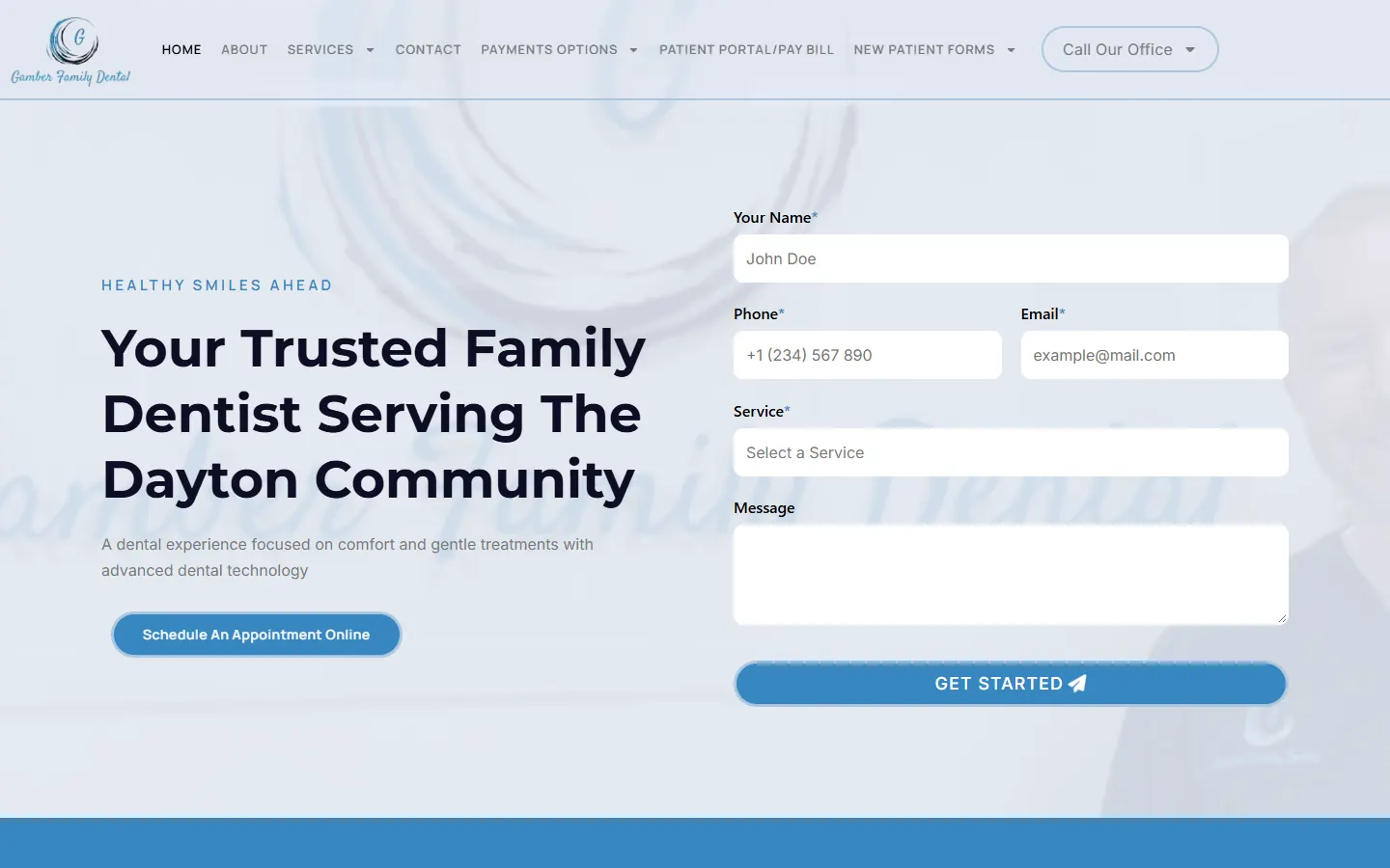 Gamber Family Dental — main project visual