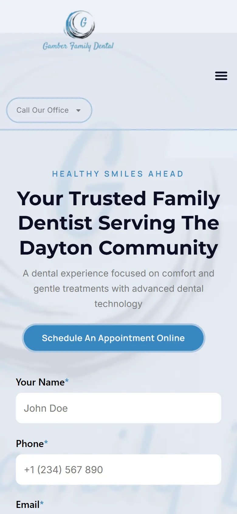 Gamber Family Dental — detail